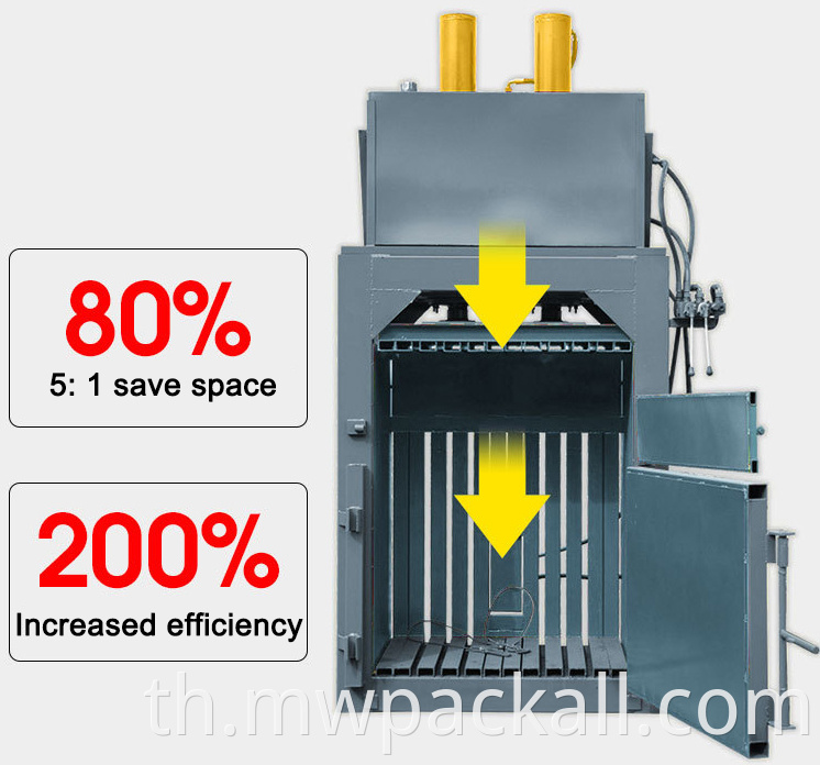 CE ใบรับรอง Hydraulic Vertical Baling Machine สำหรับกระดาษขยะที่ใช้กระดาษแข็งกล่องกระดาษแข็ง